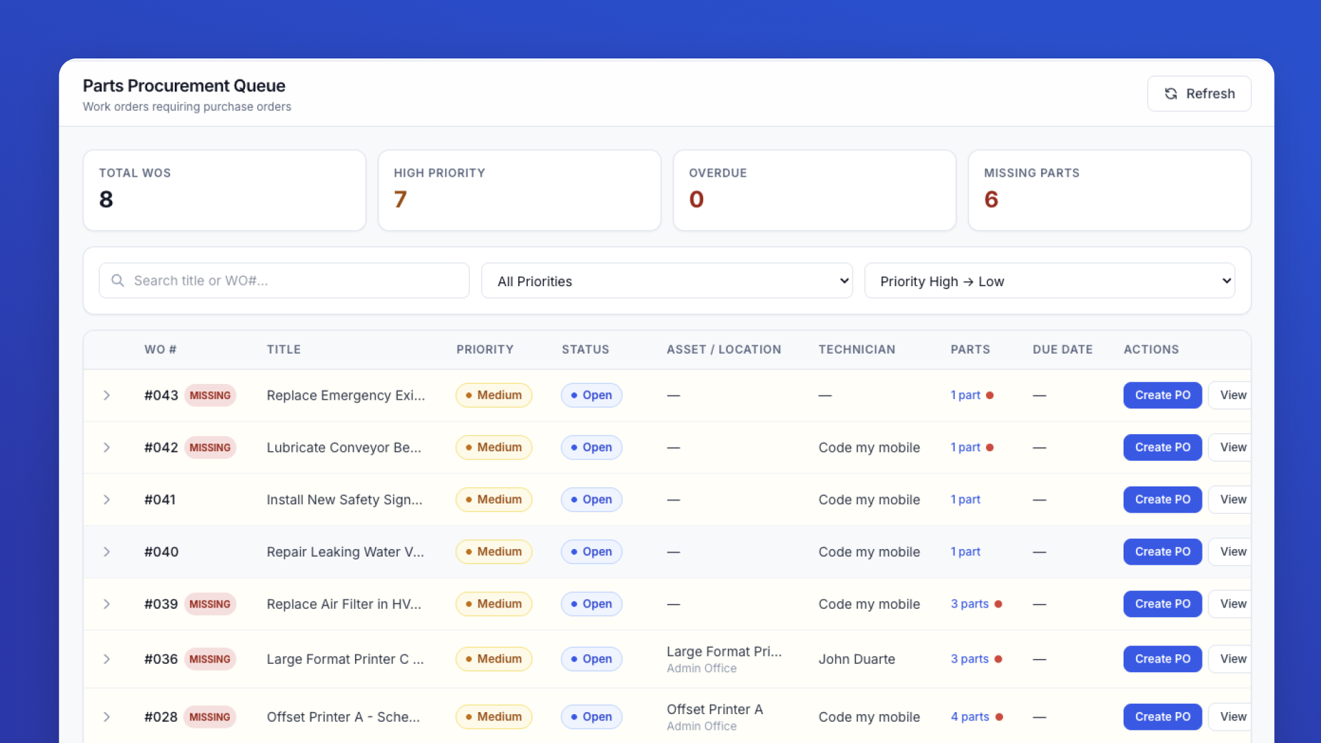 Work Order Parts Procurement ✅ screenshot 2
